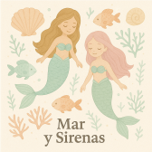 Mar y Sirena en tonos pasteles Acuarela papel tapiz para murales de habitaciones decoración