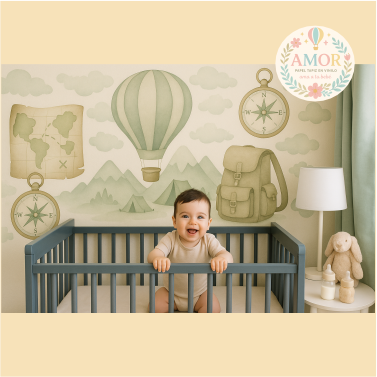 Bolsos, globos, brujulas para niños papel tapiz para murales de habitaciones decoración