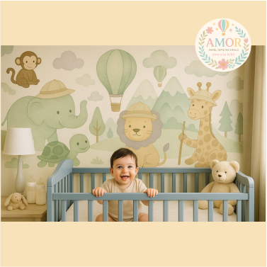 Globos, jirafas, leones para niños papel tapiz para murales de habitaciones decoración