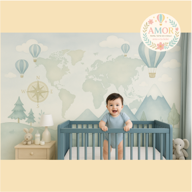 Aventura y Exploración Mapas, Globos, brújulas y montañas para niños papel tapiz para murales de habitaciones decoración