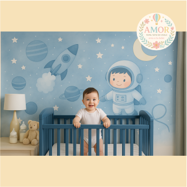 Espacio y cohetes Lunas estrellas y planetas para niños papel tapiz para murales de habitaciones decoración
