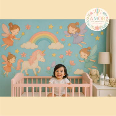 murales de hadas, estrellas fantasía para niñas papel tapiz para murales de habitaciones decoración de pared