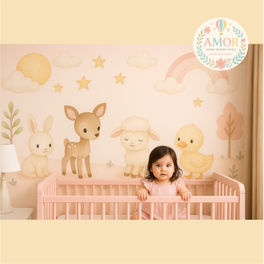 murales de animales del bosque, oso, buho, reno, leon, elefante, jirafa, conejo, zorro, para niños papel tapiz para murales de habitaciones decoración