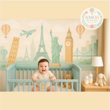 murales Paises y ciudades paris, torre eiffel, monumentos, para niños papel tapiz para murales de habitaciones decoración