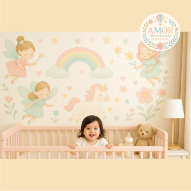 murales de hadas, estrellas fantasía para niñas papel tapiz para murales de habitaciones decoración de pared