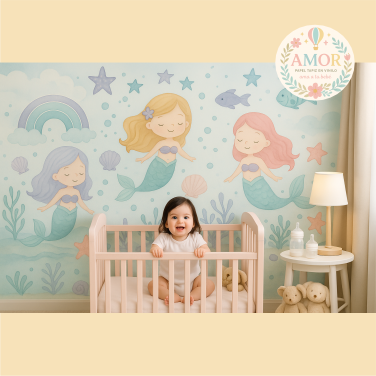 murales de Mar y sirenas, estrellas para niñas papel tapiz para murales de habitaciones decoración de pared
