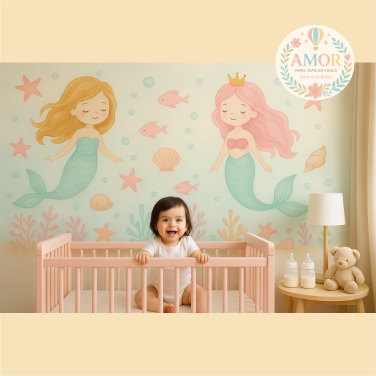 murales de Mar y sirenas, estrellas para niñas papel tapiz para murales de habitaciones decoración de pared