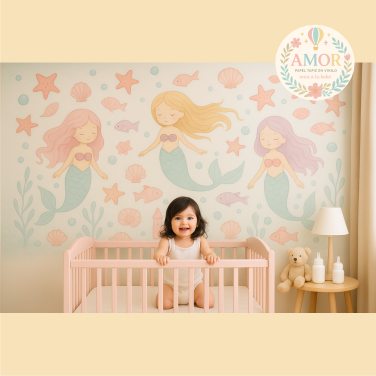 murales de Mar y sirenas, estrellas para niñas papel tapiz para murales de habitaciones decoración de pared