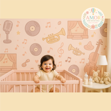 murales de música y arte, micrófonos, discos, trompetas para niñas papel tapiz para murales de habitaciones decoración de pared