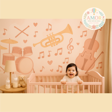 murales de música y arte, micrófonos, discos, trompetas para niñas papel tapiz para murales de habitaciones decoración de pared