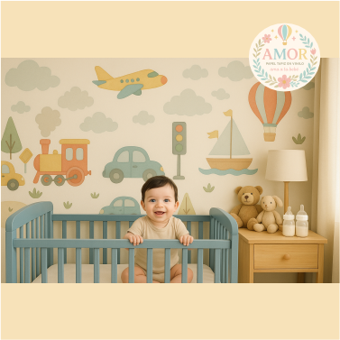murales Viajes y caminos , con ternes avinoes y carros para niños papel tapiz para murales de habitaciones decoración